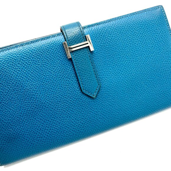 Hermes Blue Epsom SHW Bearn Wallet - Picture 5 of 8